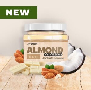 Almond Butter ochucené - GymBeam 340 g Coconut+White Chocolate
